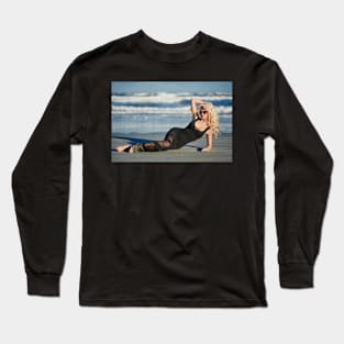 Beautiful woman on the beach Long Sleeve T-Shirt